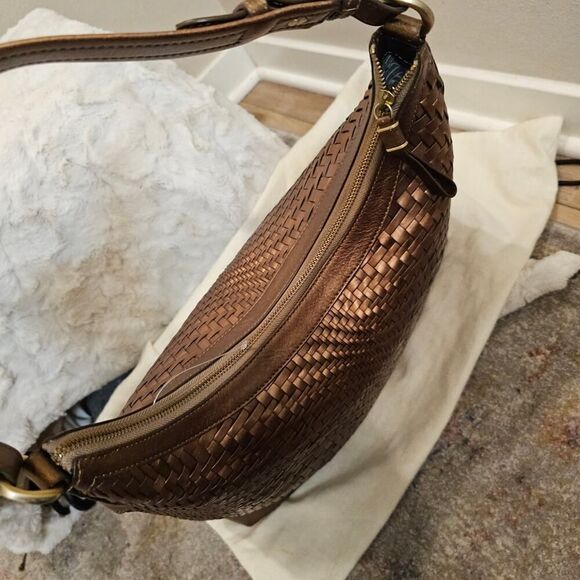 Cole Haan Leather Gold Hobo Handbag with Cloth Bag - Picture 5 of 14